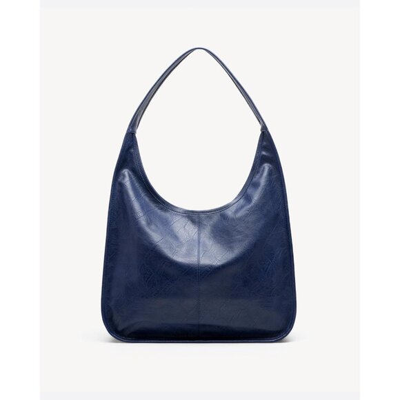 Newbella Women's Blue Soft PU Leather Shoulder Tote Hobo Purses with Zipper - Picture 4 of 7